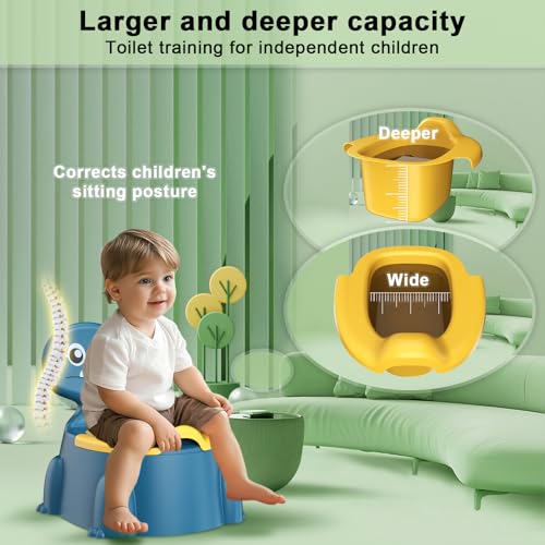 Jabaka Circle Potty Training Toilet Toddler Potty Training Seat Baby Potty Chair Dinosaur Toilet Potty Seat for Boys Girls Kids Toddlers Portable Travel Potty with lidUrinal Splash Guard NonSlip PadBlue - Image 3