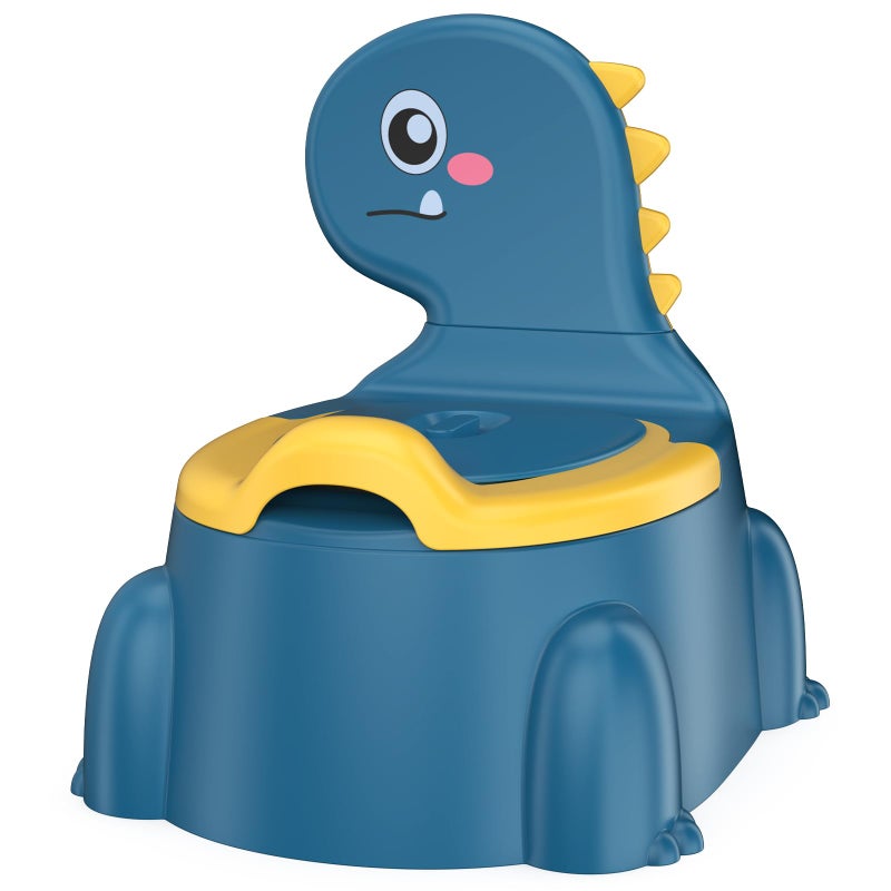 Jabaka Circle Potty Training Toilet Toddler Potty Training Seat Baby Potty Chair Dinosaur Toilet Potty Seat for Boys Girls Kids Toddlers Portable Travel Potty with lidUrinal Splash Guard NonSlip PadBlue - Image 2
