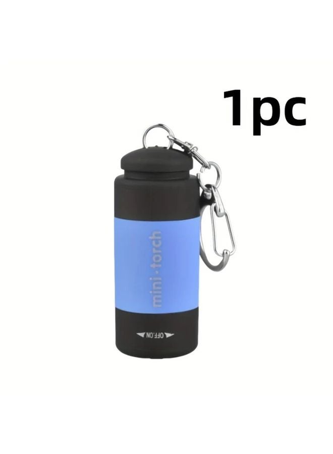 Blue Mini LED Flashlight Portable High Brightness USB Rechargeable Keychain Light For Camping Emergency - Image 1
