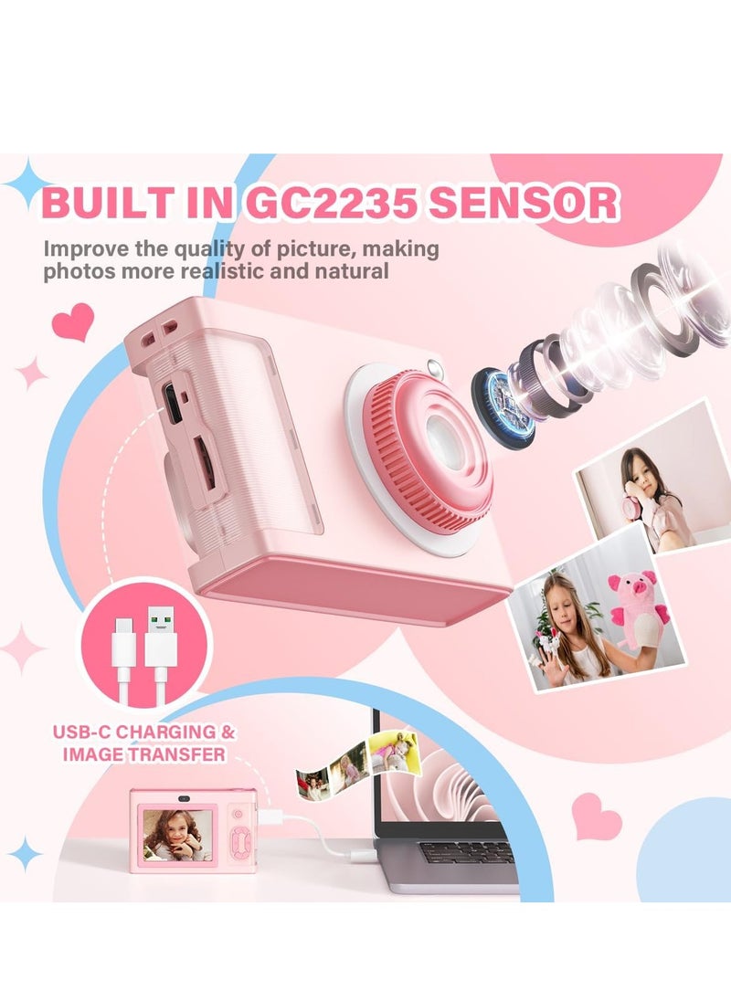 SYOSI Digital Camera for Kids with 32GB Card, 1080P  4X Zoom Anti Shake and 2.4inch Screen, 32MP Compact Mini Point Shoot Camera Gift for Teen Girl Boy Adult Pink  - Image 3