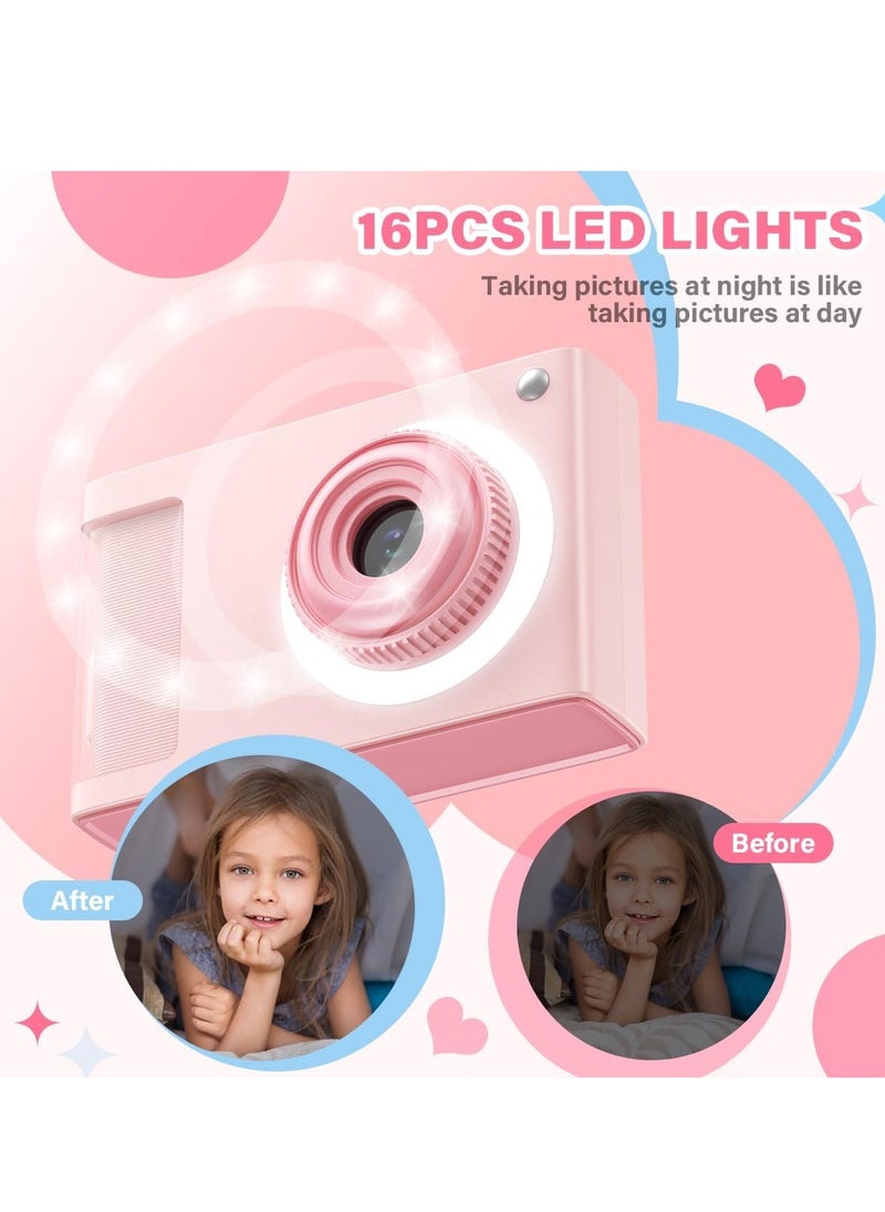 SYOSI Digital Camera for Kids with 32GB Card, 1080P  4X Zoom Anti Shake and 2.4inch Screen, 32MP Compact Mini Point Shoot Camera Gift for Teen Girl Boy Adult Pink  - Image 4