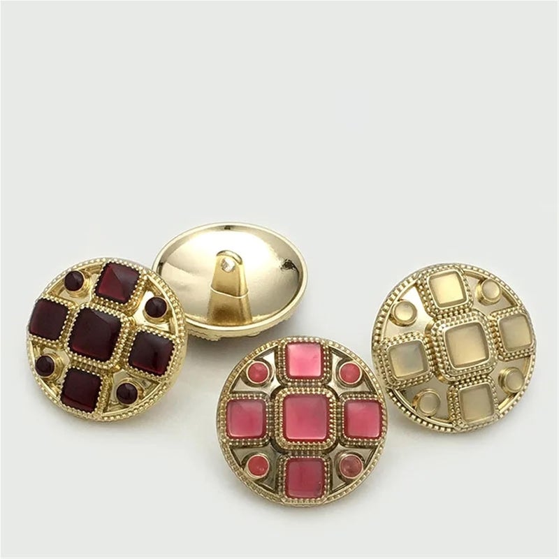 Buttons for Clothes 50pcs 18mm 23mm Metal Round Fashion Red Pink Gold Silver Pearls Shank Buttons for Jacket Sweater Sewing DIY Decorative Accessories(Gold,18mm) - Image 2