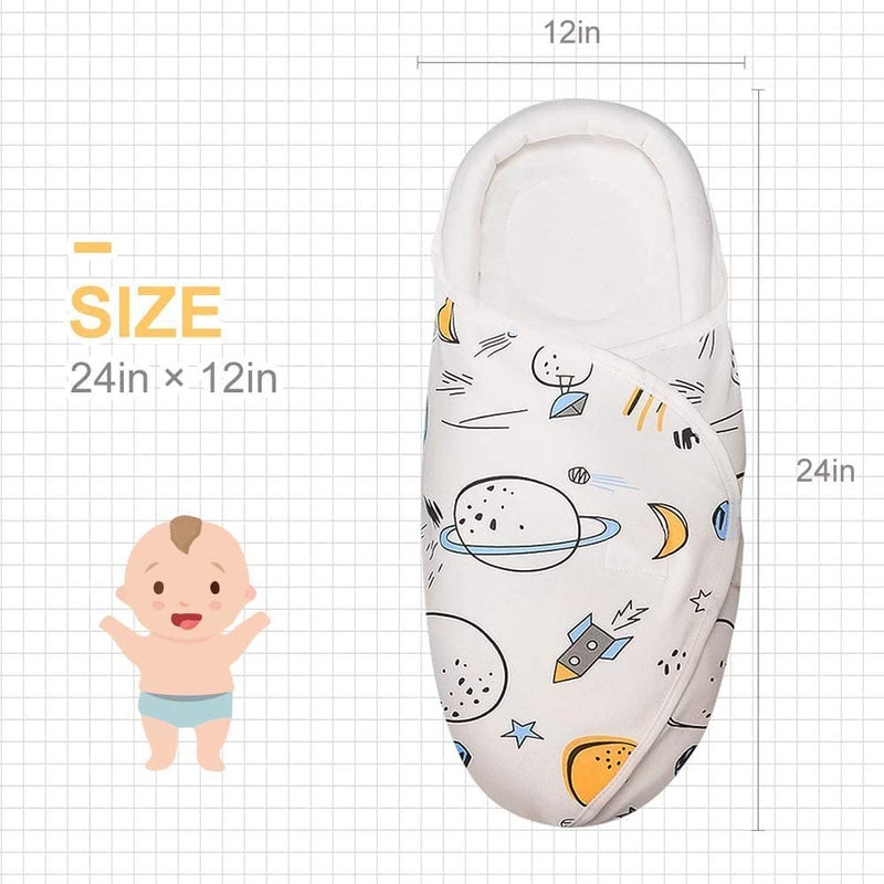 Knirose Premium Soft Cotton Baby Swaddle Blankets, Unisex Baby Blanket Wrap for Newborn Baby Boys Girls, Skin Friendly Wearable Swaddling Sleep Sack Calms Startle Reflex (Planet, White, 0-3 Months) - Image 2