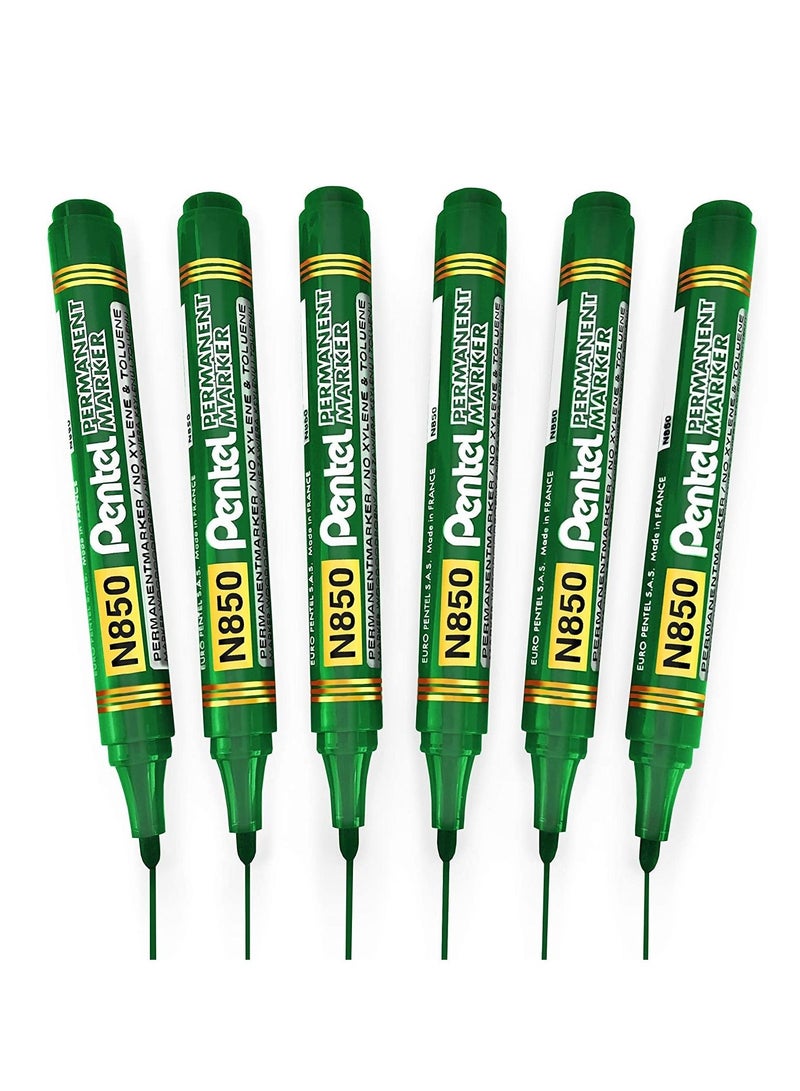 Pentel 6 قطع من قلم تحديد دائم برأس مدبب حبر أخضر - Image 1