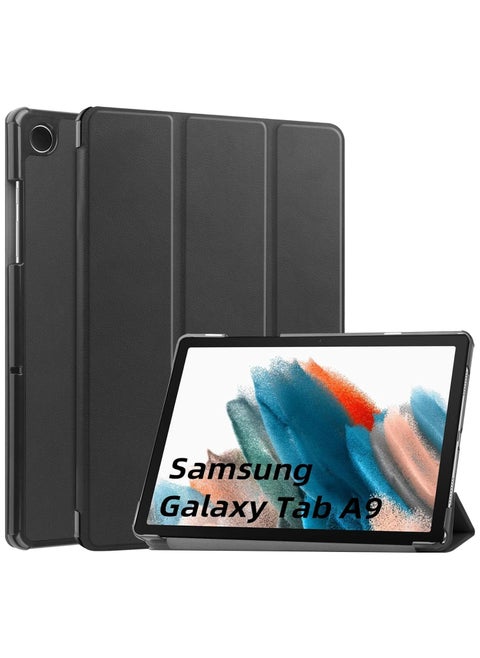 Case For Samsung Galaxy Tab A9 2023(SM-X110 SM-X115), Multi-Viewing Angles PU Leather Cover,Slim Flip Shell Case for Samsung Galaxy Tab A9 8.7 Inch (Black)