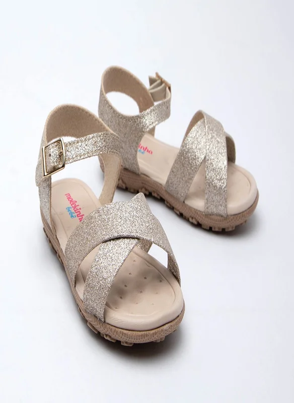 موليكينها MOLEKINHA Sandals with Back strap For Infant Girls, Gold