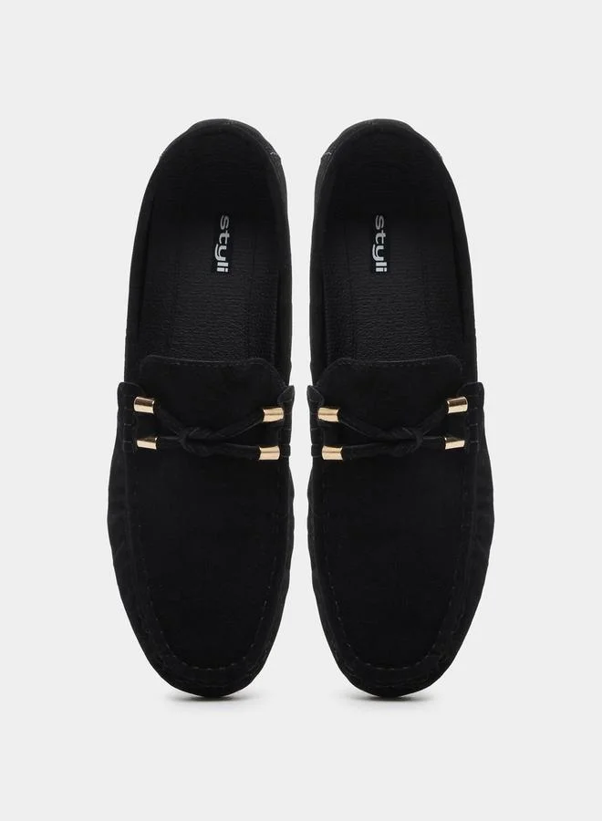 Styli Solid Slip On Low Top Loafers