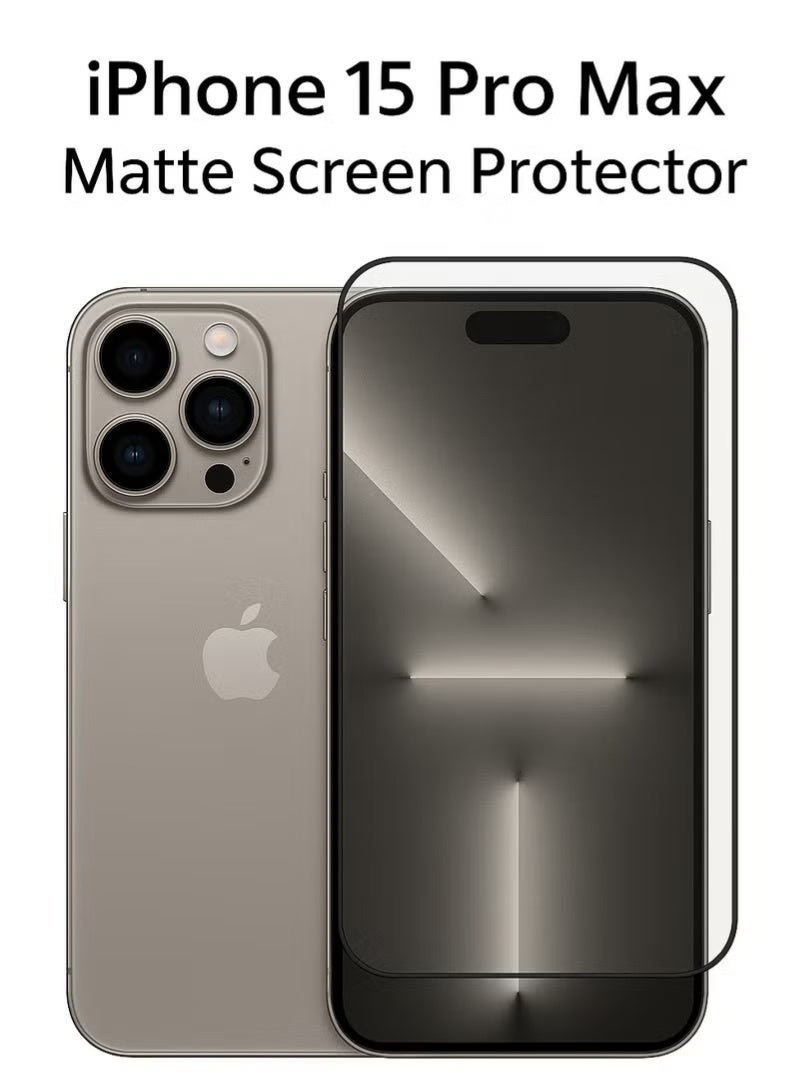 BAIKO Matte Glass Screen Protector for iPhone 15 Pro Max, Anti-Glare AG Tempered Glass, Fingerprint Resistant, Smooth Touch Screen Guard - Image 1
