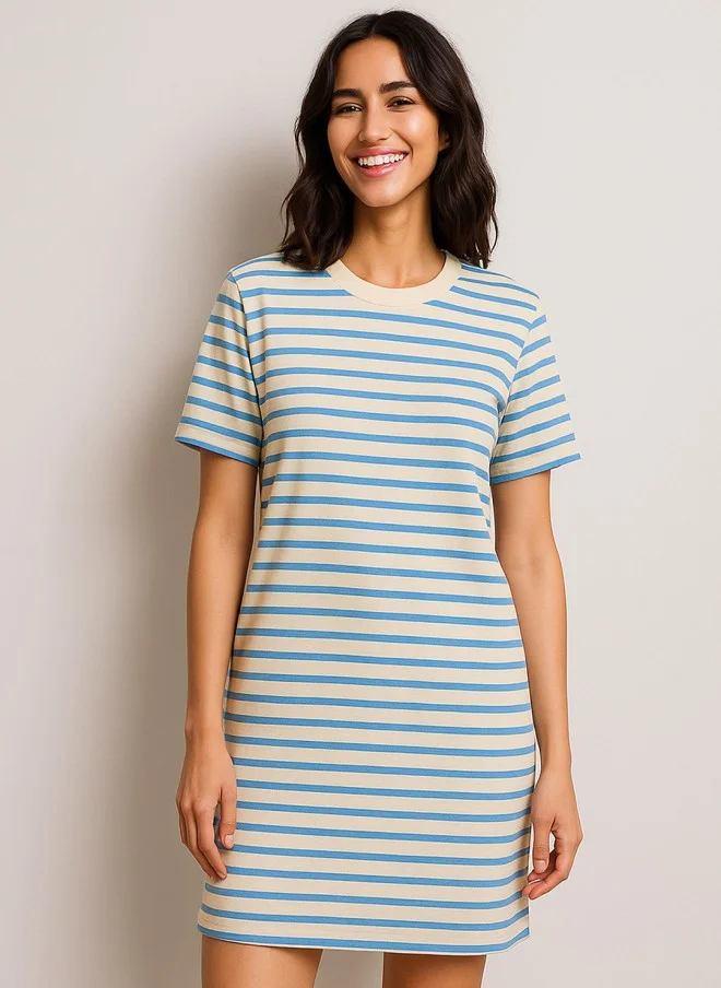SASSAFRAS Striped Mini T-Shirt Dress for Women