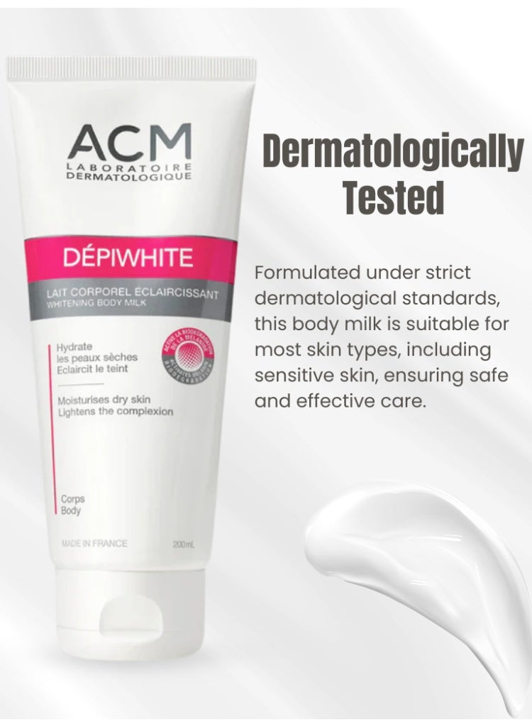 اكم لابرتوري ديرماتولوجيك حل البقع الداكنة وتفاوت لون الجسم – مجموعة كريم الجسم ACM Depiwhite (عدد 2 × 200 مل) لتفتيح البشرة وعلاج التصبغات - Image 5