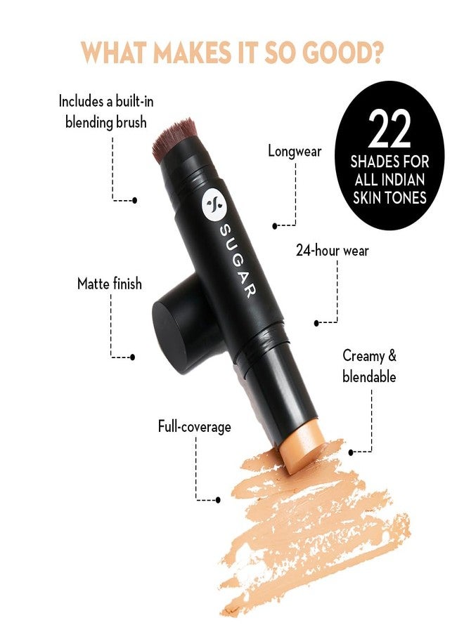 SUGAR Cosmetics Ace Of Face Foundation Stick with In-Built Brush | Lasts 24hrs | Full Coverage Foundation for Women | 12gm - 15 Cappuccino - Image 3