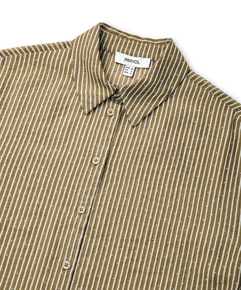 Ipekyol  Rhinestone Embellished Striped Shirt for Women | Best Price UAE