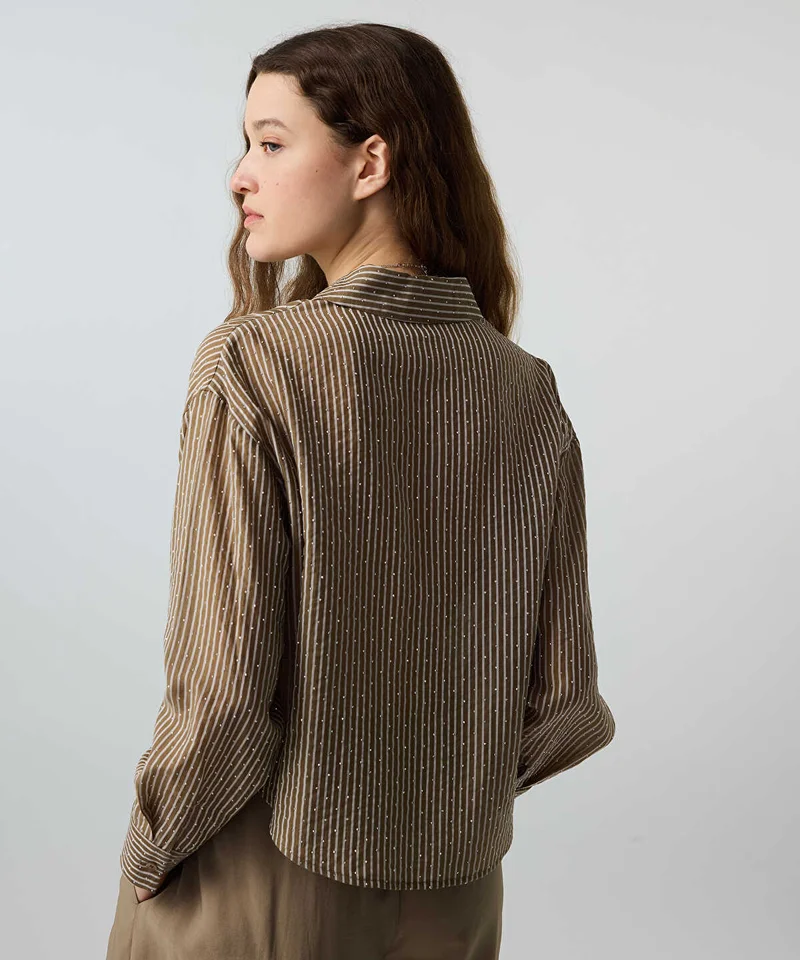 Ipekyol  Rhinestone Embellished Striped Shirt for Women | Best Price UAE