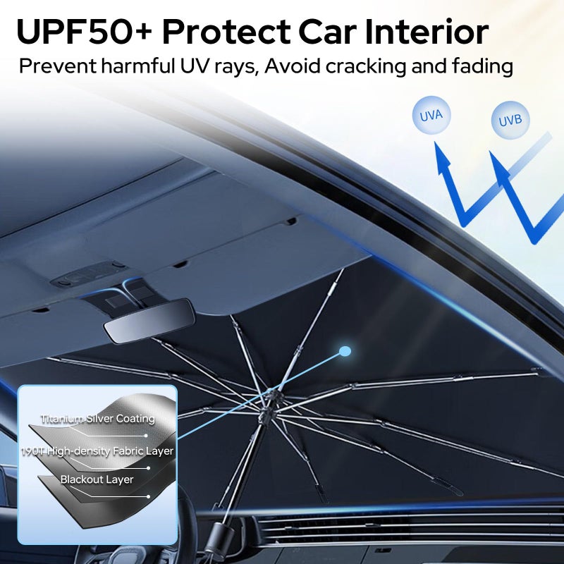 Car Sun Shade Protector Foldable Windshield Insulation Car Sun Shade for UV Protection Reflective Sunblocker Car Accessories for Pickup Sedans Trucks SUVs and More Large Size - Image 4