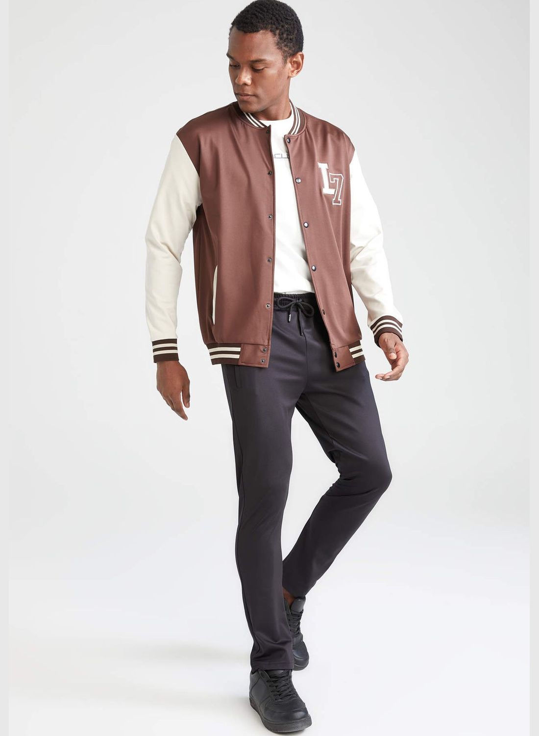 DeFacto Standard Fit Long Sleeve Colour Block Bomber Jacket for