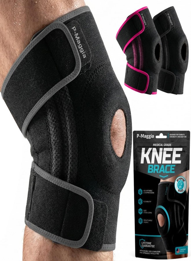 P-Maggia Knee Brace for Women and Men with 4 Side Stabilizers & Upgraded Patella Gel Pad – Adjustable Knee compression Sleeve for Meniscus Tear, ACL, MCL, Arthritis– Support & Pain Relief Brace [XXL] - Image 1