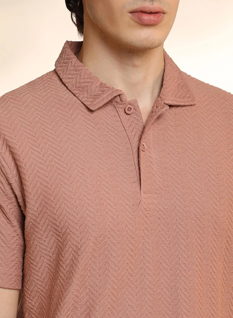 كامبوس سوترا Men's Coral Orange Chevron Polo T-Shirt