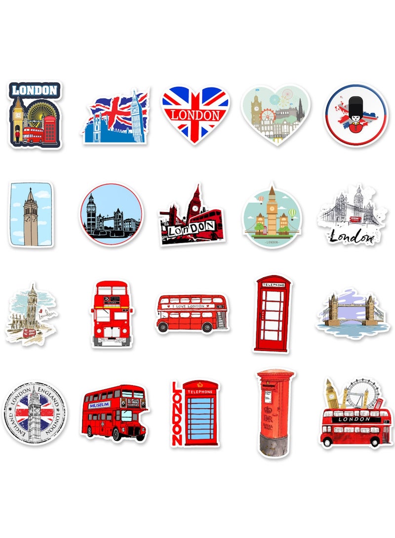 50 Pcs Red Buses Stickers for Teens London Vacation Travel Water Bottles Stickers Laptop Skateboard Cup Bikes Scrapbook Waterproof Stickers for Water Bottles Adults Girls and Boys Kids Stickers Pack - Image 4