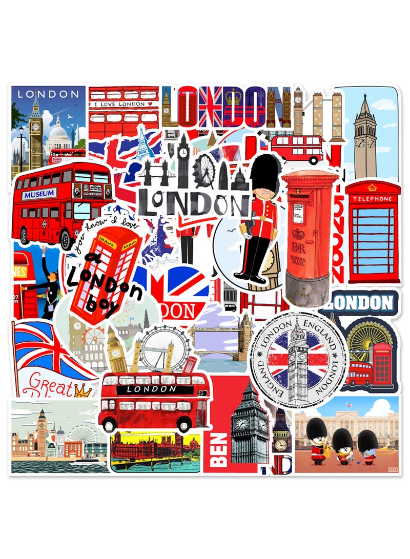 50 Pcs Red Buses Stickers for Teens London Vacation Travel Water Bottles Stickers Laptop Skateboard Cup Bikes Scrapbook Waterproof Stickers for Water Bottles Adults Girls and Boys Kids Stickers Pack - Image 2