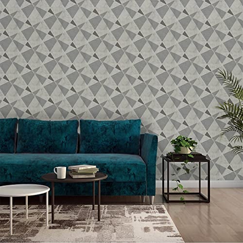 Asian Paints ezyCR8 Triangle Black Non-Adhesive Wallpaper for Home & Office, Easy Application, Water Resistant, Dust Proof, PVC Coated Interior Décor (53cm x 950cm)| (54 sq. ft. per roll) - Image 1
