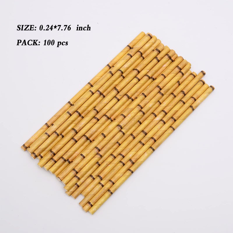 YAOSHENG 100 Pcs 2 colors Biodegradable Green Bamboo Paper Straws for Drinking Juices Shakes Birthday Wedding Party Supplies decorations - Image 2