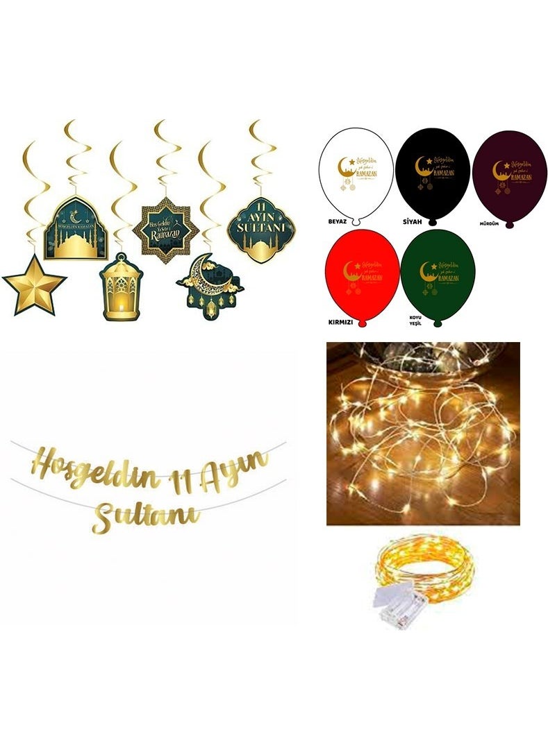 Fairytale Concept 11 Months Sultan Written Goldbanner 5 Pieces Colorful Balloons 6 Pieces Hanging Ceiling Pendant and Lighted Fairy LED - pzsku/Z6E0A66D309A161A9FC06Z/45/_/1736453863/19aa8374-7cf1-4b49-a6f9-a14a679ceb82