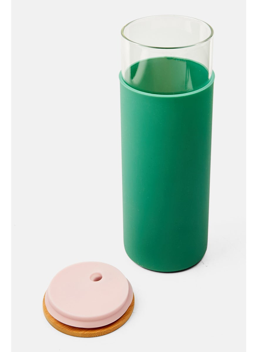 DesignWorks Ink Glass Tumbler With Straw 650 ml, Green  - Image 2