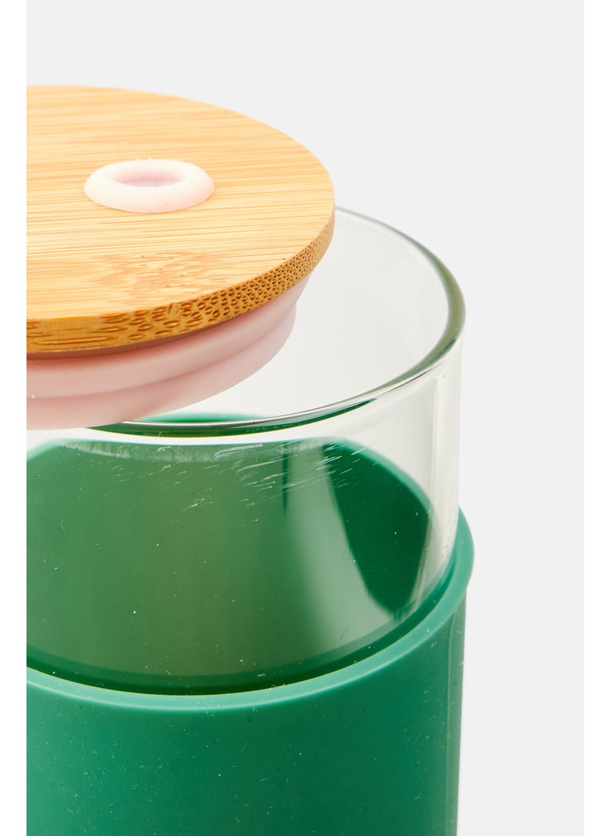 DesignWorks Ink Glass Tumbler With Straw 650 ml, Green  - Image 3