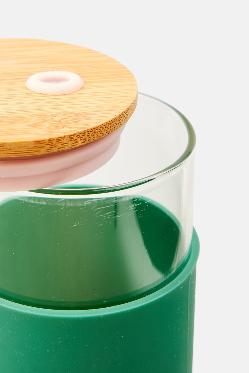 DesignWorks Ink Glass Tumbler With Straw 650 ml, Green - Image 3