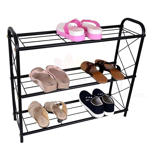 D&V ENGINEERING - Creative in innovation D&V Engineering 3-Tier Metal Shoe Rack for Home, Closet, Entryway & Bedroom | Durable Steel Shoe Organizer | Holds 9 Pairs | Easy Assembly Shoe Rack Stand | Size: 67 x 20.5 x 58 cm - Image 2