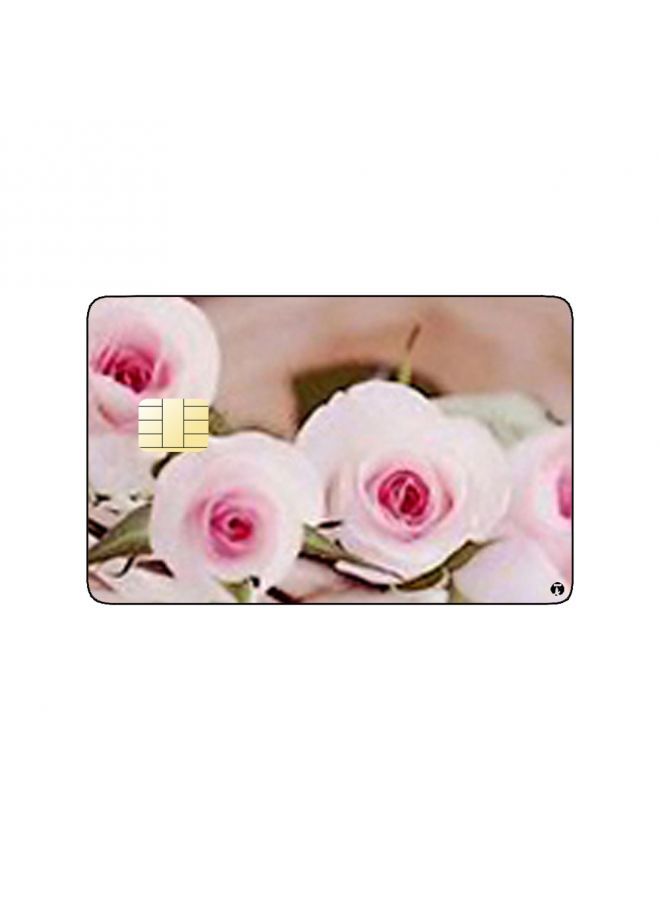 RKN PRINTED BANK CARD STICKER Beautiful Pink Flowers Drawing - Image 2
