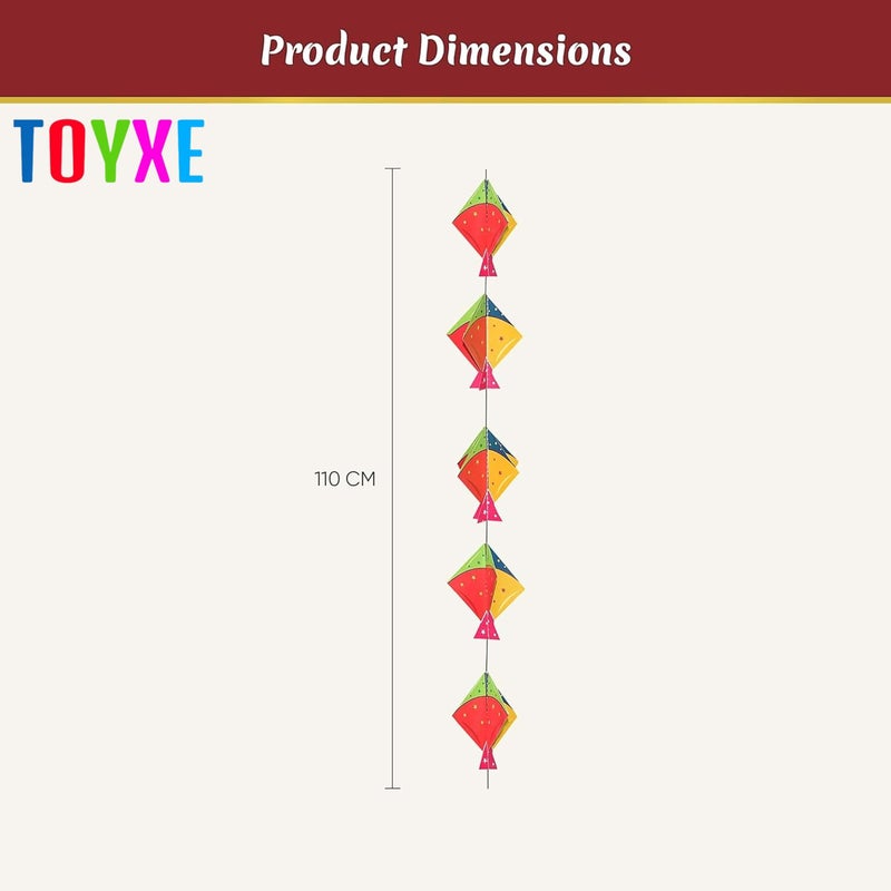 TOYXE طقم زينة ورقية لطائرات ورقية 3D من TOYXE لمهرجان ماكار سانكرانتي - مجموعة من 4 قطع - Image 3