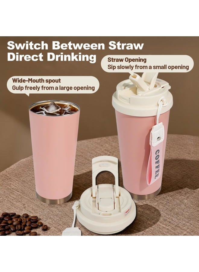 DITOSH Insulated Coffee Tumbler 530ml Travel Coffee Mug 316 Stainless Steel Dual Drink Openings Leakproof Lid Reusable Insulated Coffee Mug Hot and Cold Ideal Travel Mug for Coffee Lover Daily - Image 4