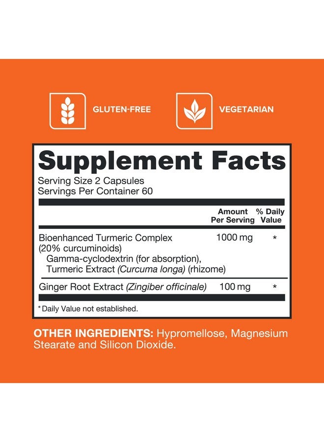 Qunol Turmeric and Ginger Capsules, 1000mg Turmeric Supplement, Ultra High Absorption to Support Joint Health, #1 Doctor Recommended Form of Turmeric Curcumin, 120 Count (Pack of 1) - Image 2