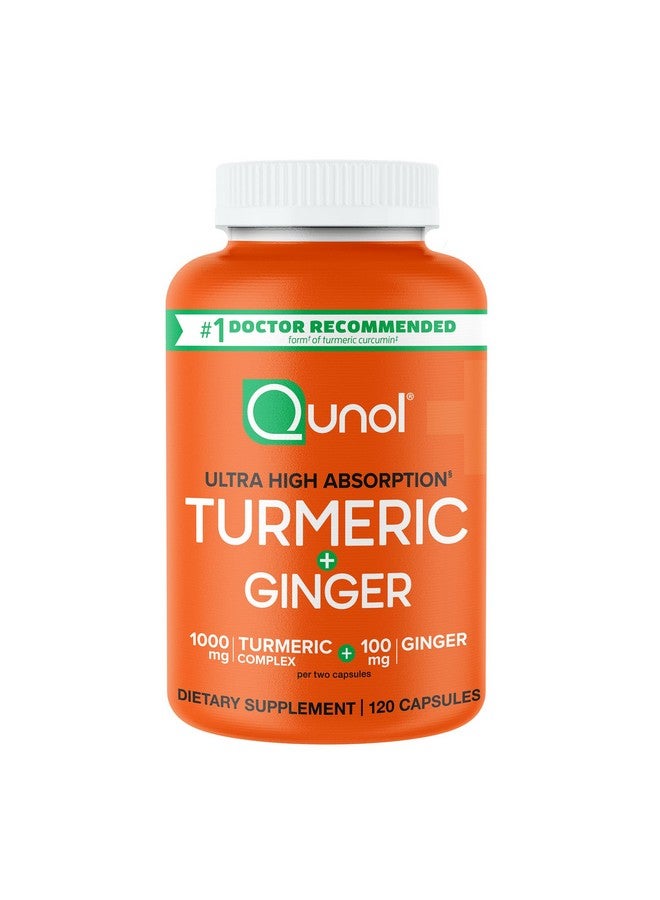Qunol Turmeric and Ginger Capsules, 1000mg Turmeric Supplement, Ultra High Absorption to Support Joint Health, #1 Doctor Recommended Form of Turmeric Curcumin, 120 Count (Pack of 1) - Image 1