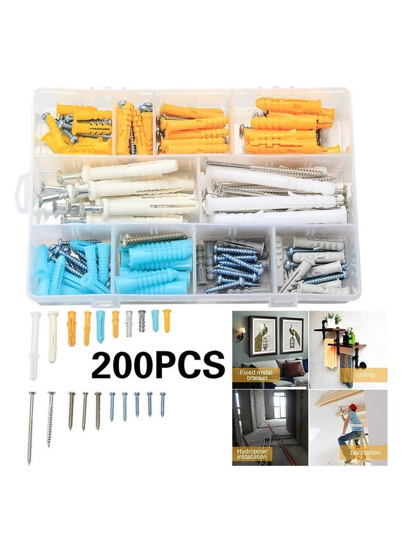 RAHAYM 200pcs M4 M5 Plastic Anchor Expansion Pipe Tube Wall Plugs Rubber Wall Anchors Plugs Expansion Self Tapping Screw - Image 3
