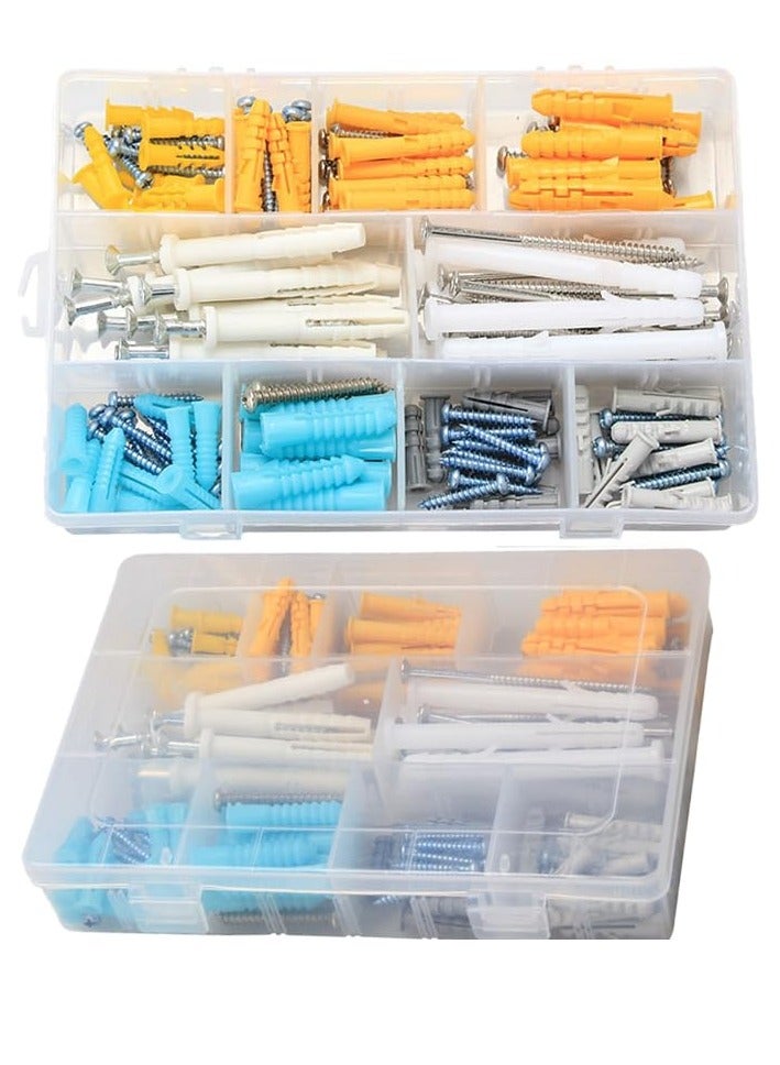 RAHAYM 200pcs M4 M5 Plastic Anchor Expansion Pipe Tube Wall Plugs Rubber Wall Anchors Plugs Expansion Self Tapping Screw - Image 1
