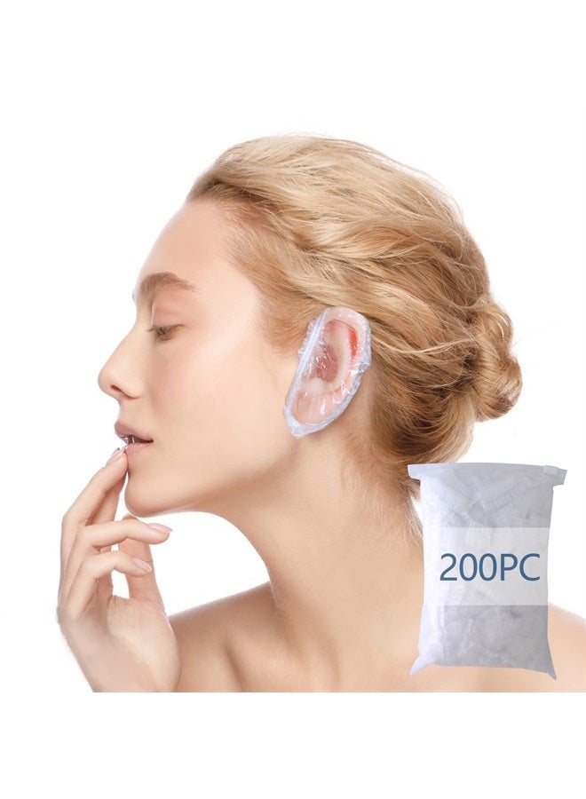 WOSHOP 200 Pack Shower, Bathing,Ear Covers Clear Disposable Ear Protectors Waterproof Ear Covers for Hair Dye,Waterproof Plastic Ear Shower Caps - Image 1