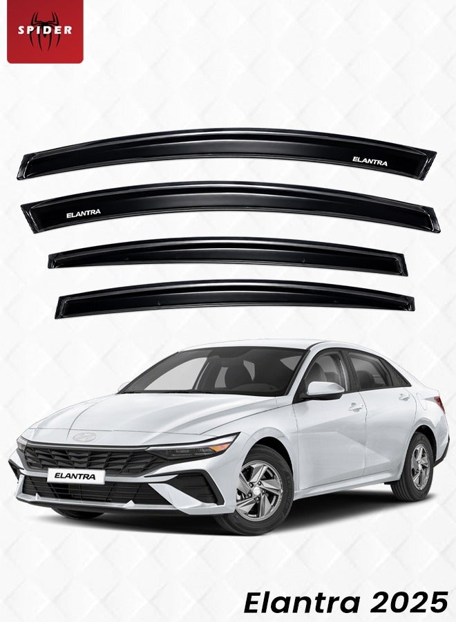 SPIDER Hyundai Elantra 2025 Window Visor Rain Guard Set 4PCS Smoke Black Door Visor Sun Deflector Wind Deflector Weather Shield Vent Shade Anti Rain Anti Fog Easy Install Acrylic Car Window Accessories Trim Protection - Image 1