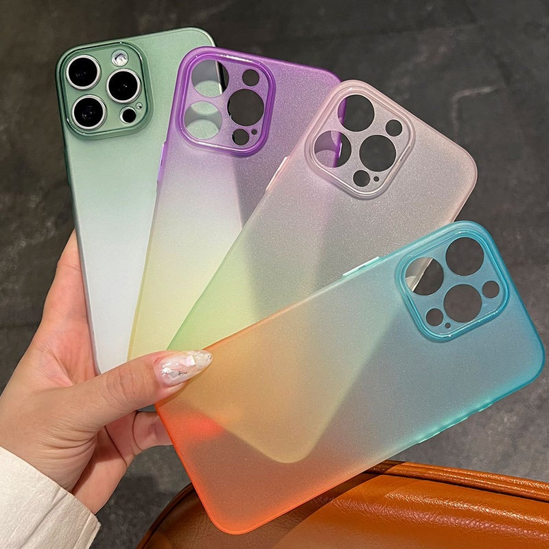 Gradient Frosted Ice Feel Ultra-Thin TPU Shockproof Phone Case for iPhone 17 Pro Max, 16, 13 - Image 4