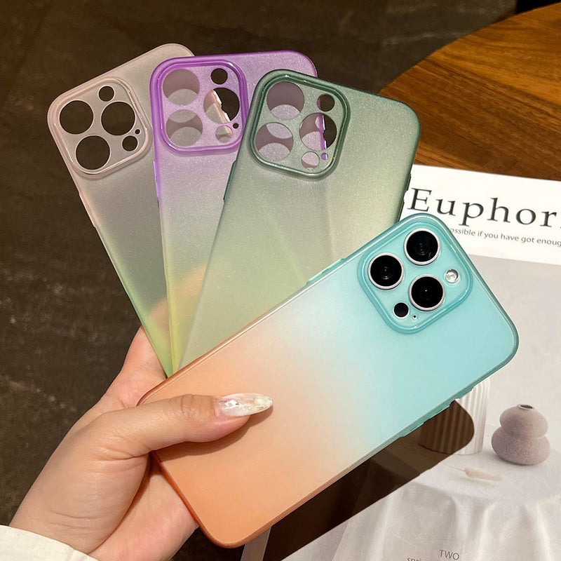 Gradient Frosted Ice Feel Ultra-Thin TPU Shockproof Phone Case for iPhone 17 Pro Max, 16, 13 - Image 5