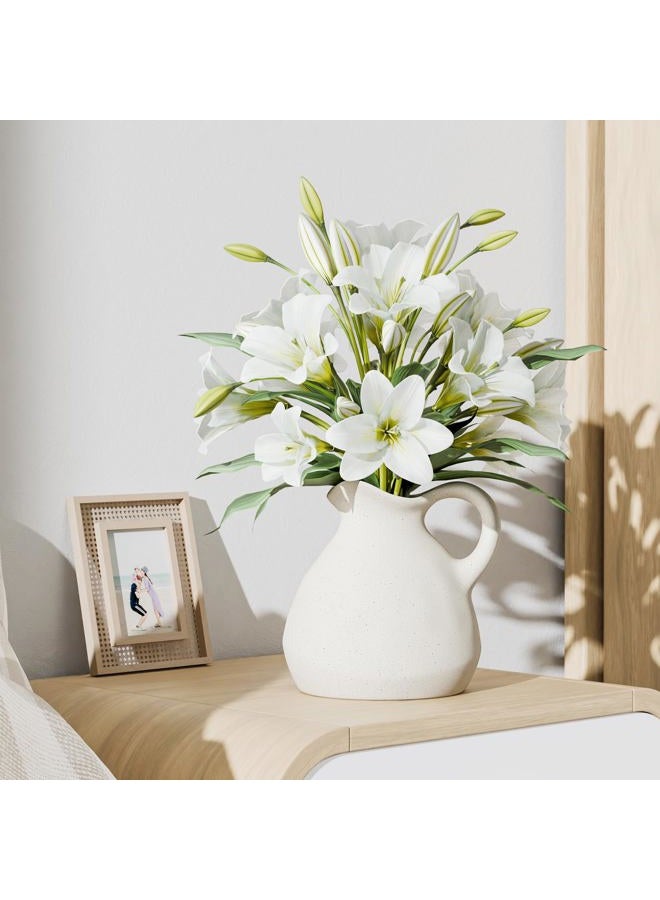 Zormon White Ceramic Decorative Vase, Unique Handcrafted Design for Flowers, Elegant Home Decor, Living Room, Bedroom, Office, Table Centerpieces, Farmhouse Style - Image 3