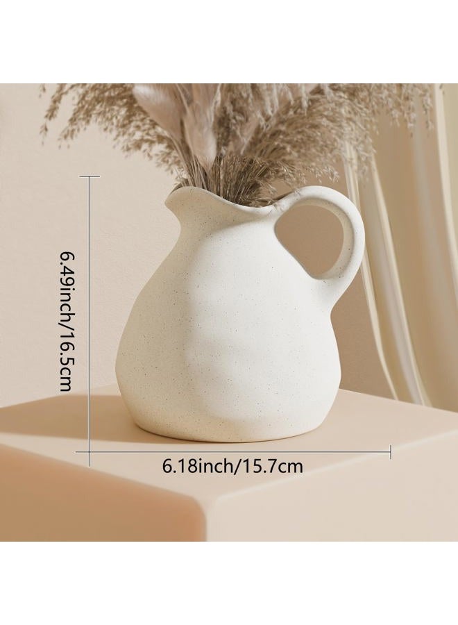 Zormon White Ceramic Decorative Vase, Unique Handcrafted Design for Flowers, Elegant Home Decor, Living Room, Bedroom, Office, Table Centerpieces, Farmhouse Style - Image 2