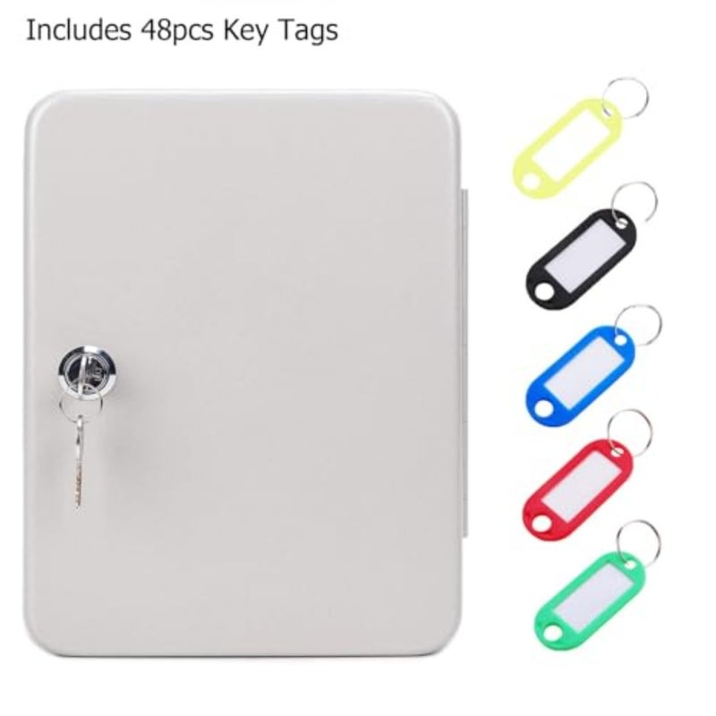 Metal Key Box 48-Key Steel Key Cabinet Wall Mount Storage Organizer for Keys Includes 48 Color-Coded Key Tags Home Office Garage Use - Image 4