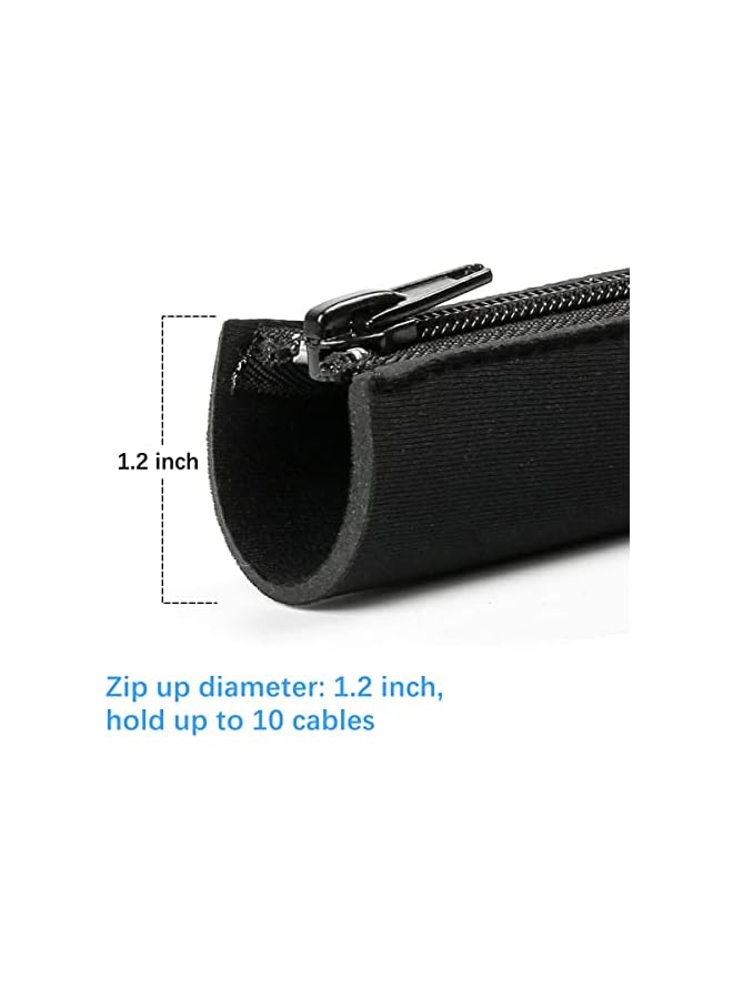 promass Cable Management Sleeve 4 Packs Flexible Cord Organizer Sleeve with Zipper Cable Organizer Sleeve for TV Computer Office Home Entertainment Black - Image 5