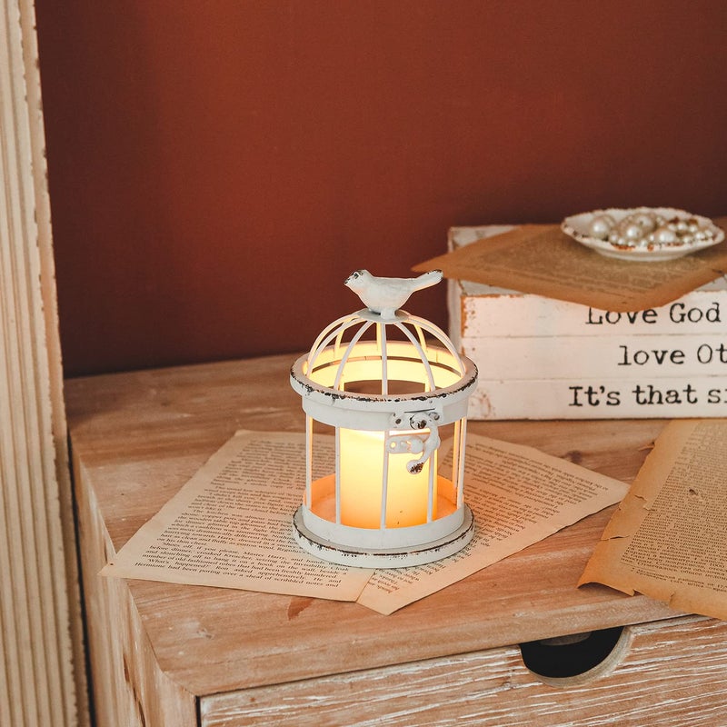 Synovana Bird Cage Shaped Metal Tea Light Candle Holder Farmhouse Decorative Candle Holder Vintage Tea Light Holder for Home Table Centerpiece Decoration - 3.54"x3.54"x5.51" - Image 4