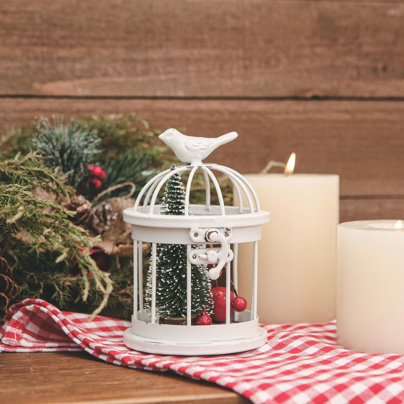 Synovana Bird Cage Shaped Metal Tea Light Candle Holder Farmhouse Decorative Candle Holder Vintage Tea Light Holder for Home Table Centerpiece Decoration - 3.54"x3.54"x5.51" - Image 5