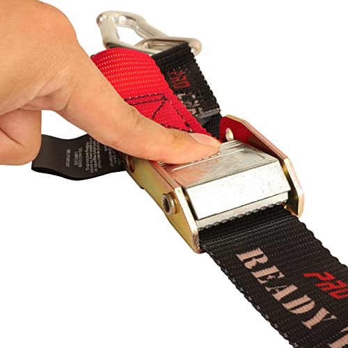 PRO CAKEN 2 PCS 1.5”Width Soft Loop Motorcycle Tie Down Strap-7ft-1500LB Break Strength,Fit for Moving Cargo,Lawn Equipment, Appliance,Motorcycle,with Premium S-Hook & Ratchet Mechanism-Red - Image 5