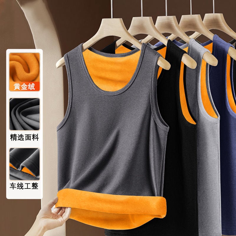 Winter Essential Items For Men And Women, Thickeneded Gold Velvet Vests, Thermal Intimates, Fleece-Lined Vests, Versatile - Image 3