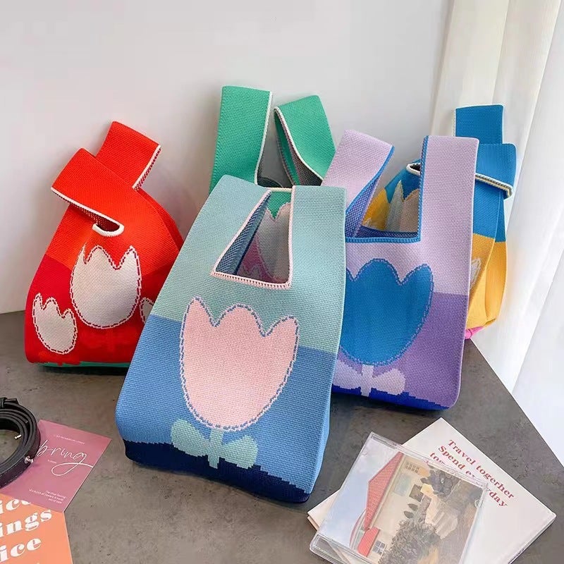 110G New Bag Women'S Bag Tote Bag All-Match Knitted Bag Hand Gift Bucket Bag Knitted Bag Handbag - Image 2